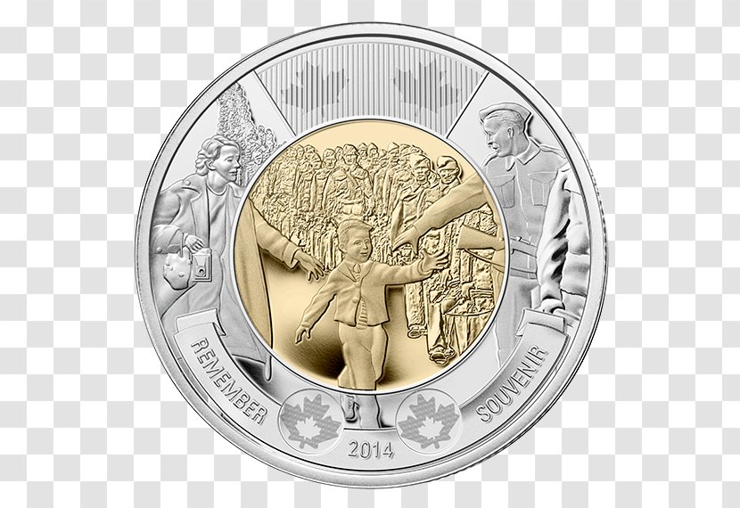 Second World War Wait For Me, Daddy Canada Of 1812 Toonie - Cash Transparent PNG