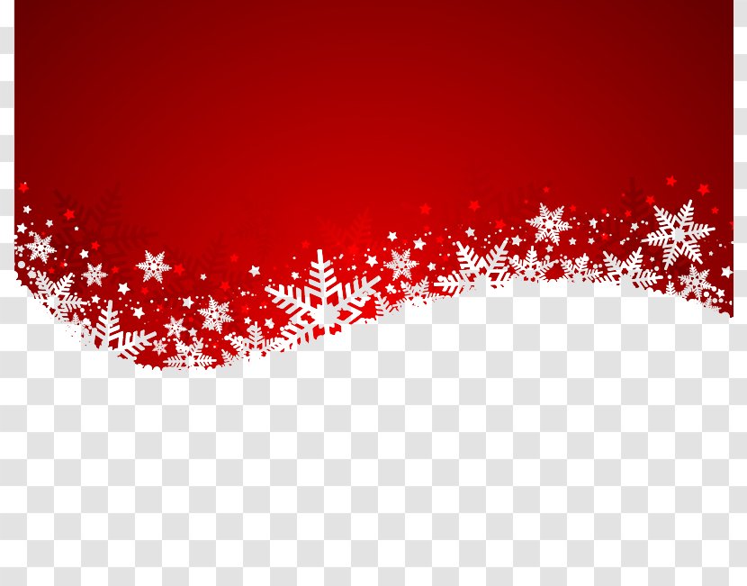 Snowflake Christmas Illustration - Red - White Design Background Vector Material Transparent PNG