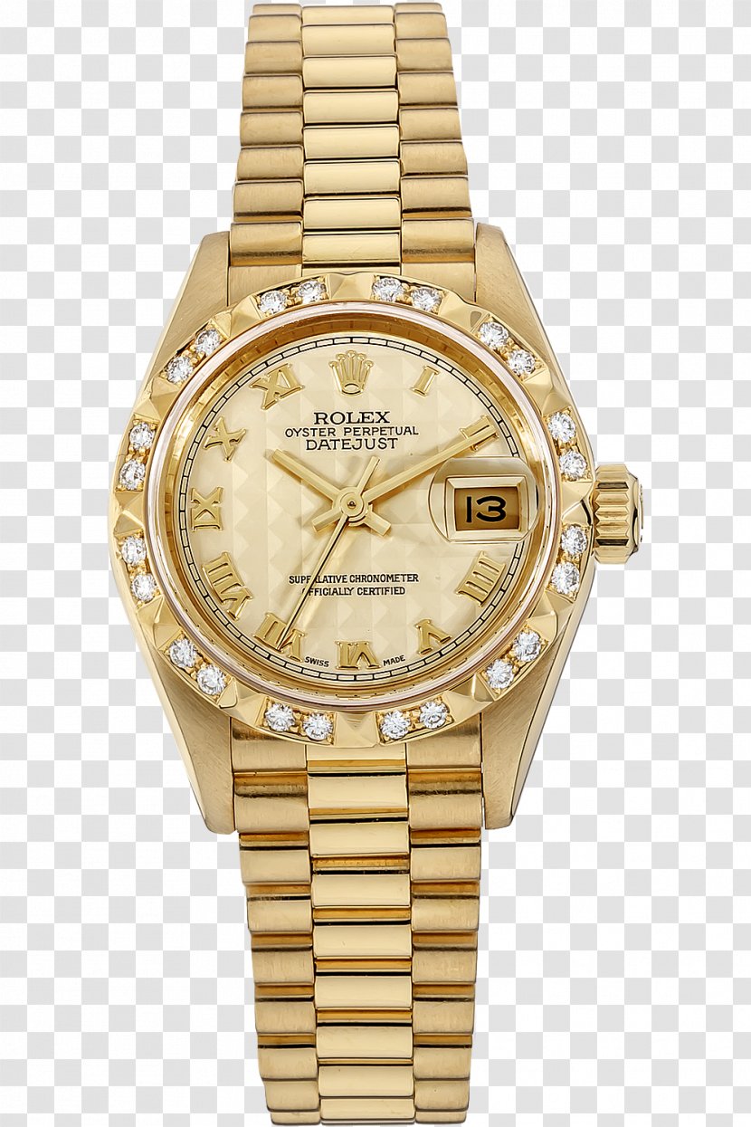 Rolex Datejust Automatic Watch Gold - Strap - Diamond Bezel Transparent PNG