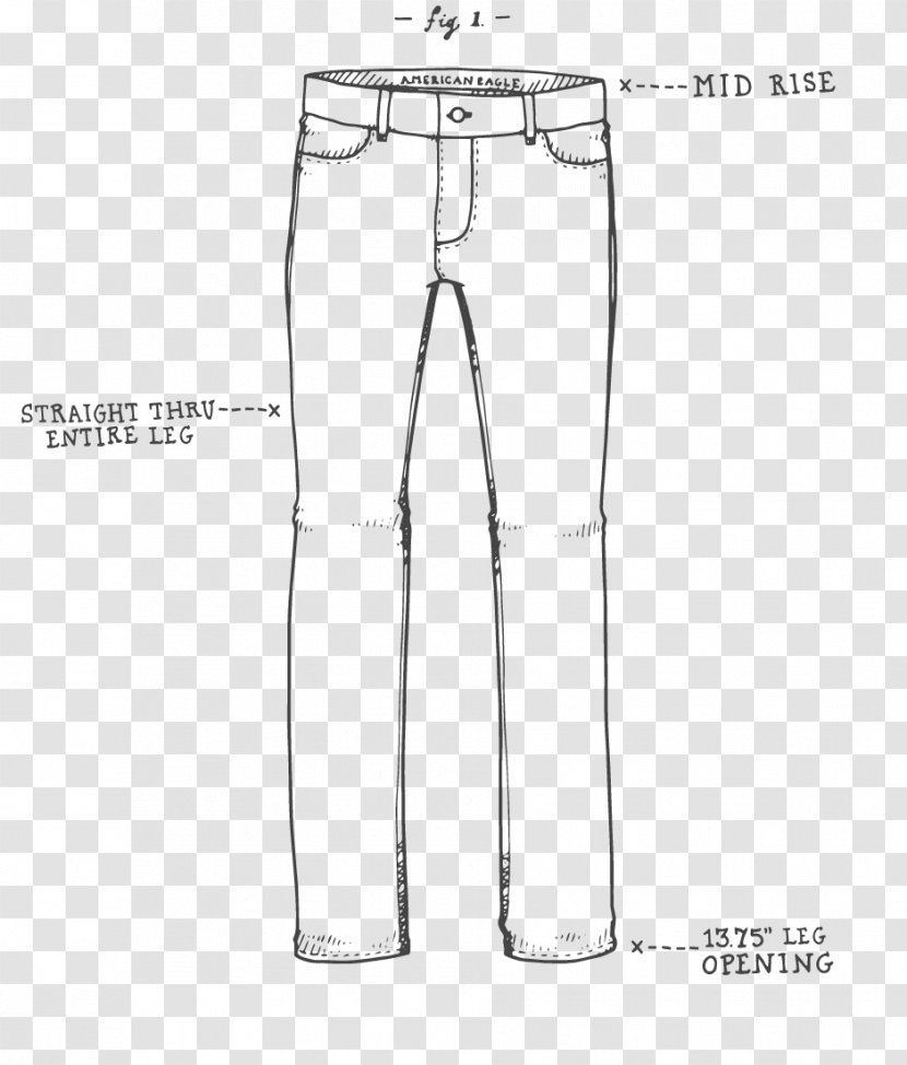 Jeans Drawing Line Abdomen - Frame Transparent PNG
