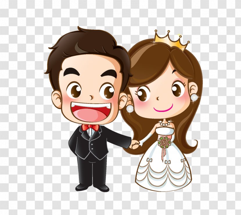 Wedding Invitation Cartoon Marriage Drawing - Frame - Bride And Groom Transparent PNG