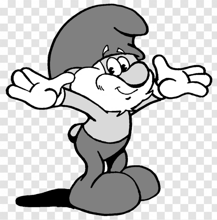 Papa Smurf The Purple Smurfs Drawing Black And White - Silhouette Transparent PNG