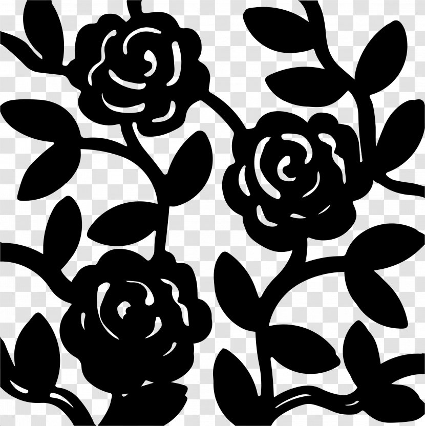 Silhouette Flower Drawing - Monochrome Photography - Pattern Transparent PNG