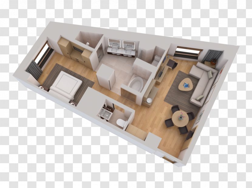 Conrad New York 3D Floor Plan Suite Hotel - Bed Top View Transparent PNG