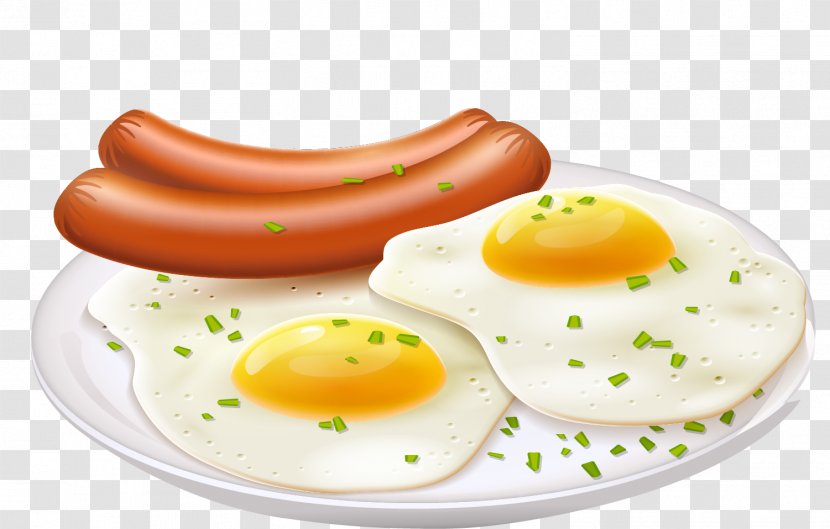 Breakfast Fried Egg Waffle Morning Sausage - Nutrition - Delicious Material Transparent PNG