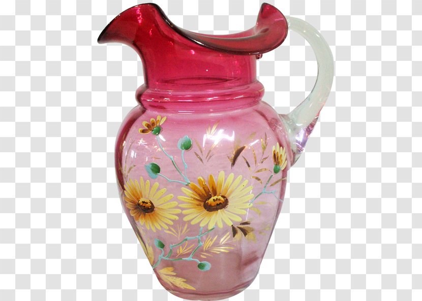 Jug Vase Antique Glass Pitcher - Porcelain - Handpainted Bouquets Transparent PNG