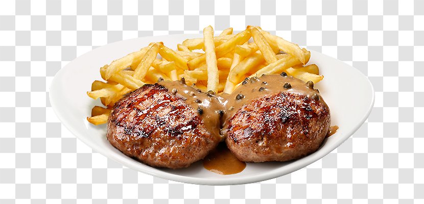 French Fries Steak Frites Cheeseburger Hamburger Salisbury - European Food - Beef Mushroom Sauce Transparent PNG