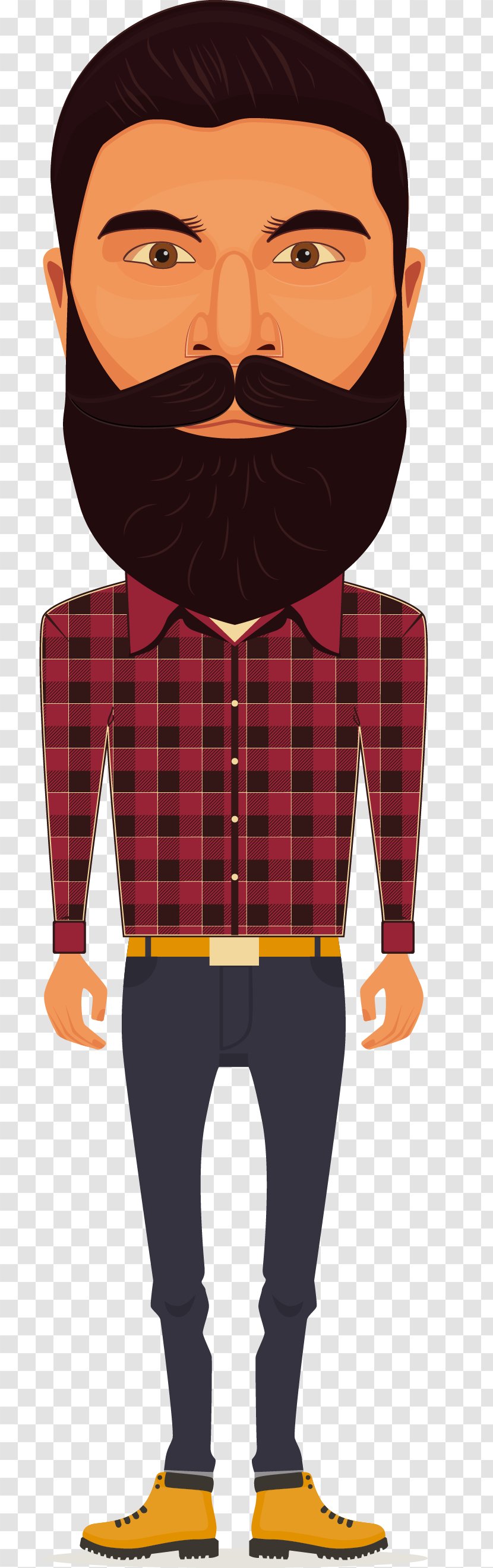 Hipster Yuccie Lumberjack - Drawing - Vector Hand Painted Bearded Man Transparent PNG