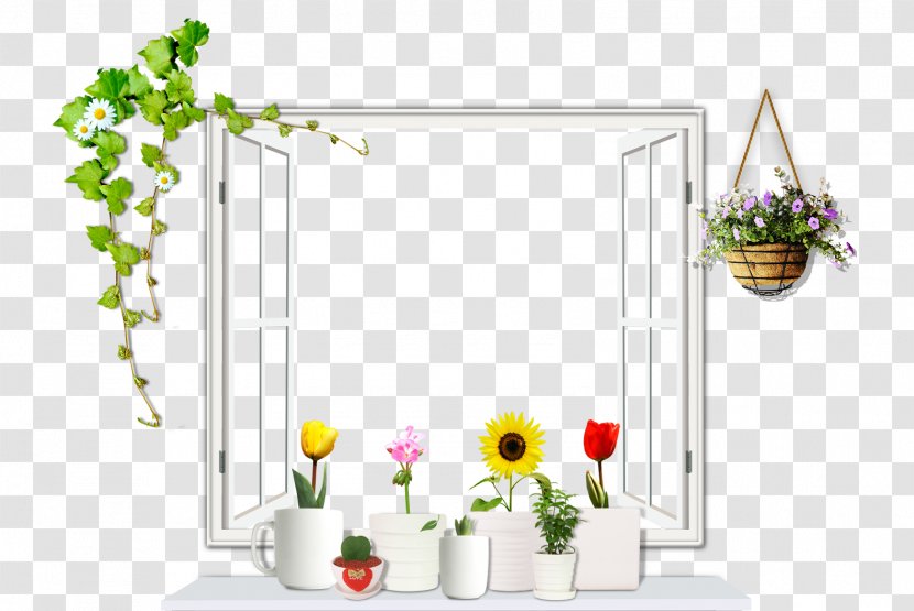 Window Flowerpot Sticker - Sill - Fresh Transparent PNG