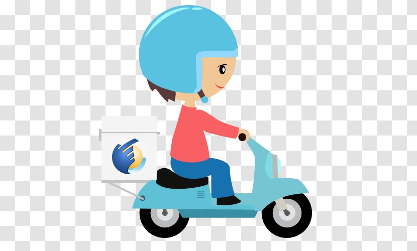 Scooter Pizza Delivery Cartoon - Motorcycle - Courier Material Free Download Transparent PNG