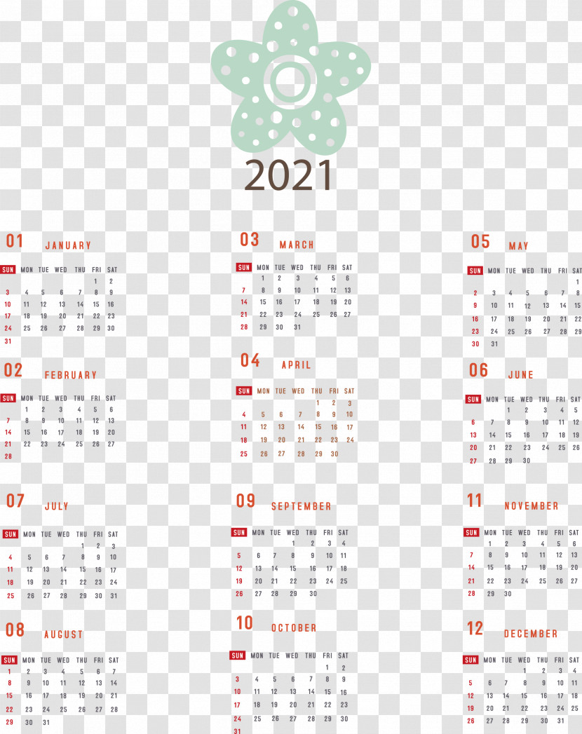 Printable 2021 Yearly Calendar 2021 Yearly Calendar Transparent PNG