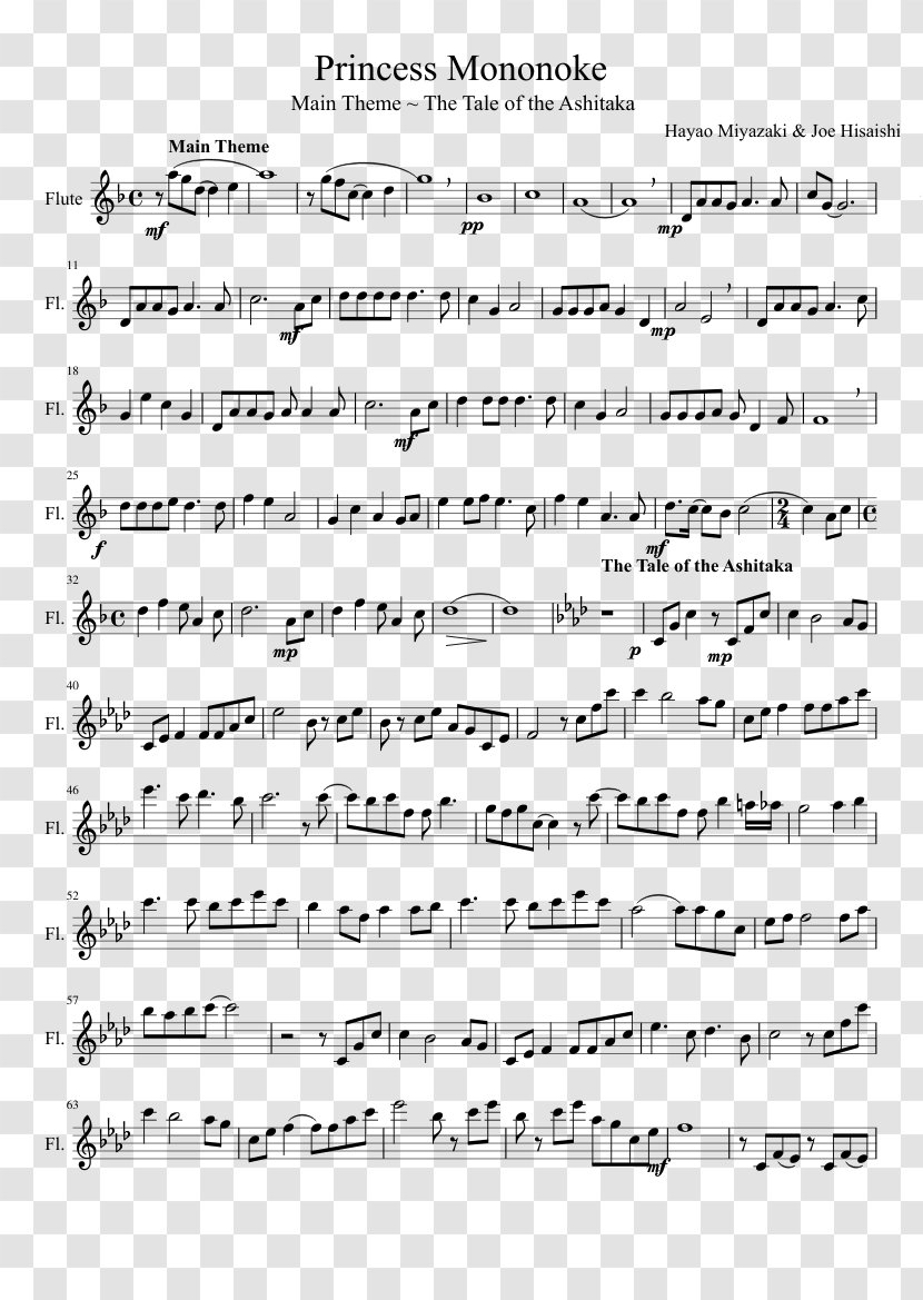 Musical Notation Instruments Western Concert Flute - Frame - Princess Mononoke Transparent PNG