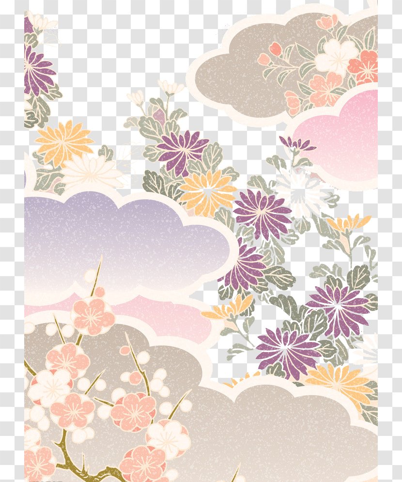 Yellow Purple Blue Green Circular Sector - Floral Design - Warm Japanese Pattern Transparent PNG
