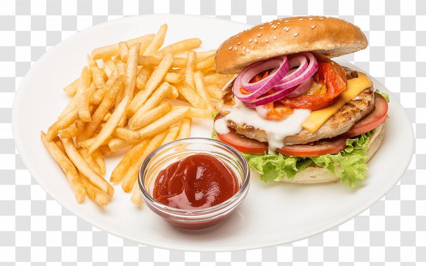 French Fries Sausage Ketchup Grilling Buffalo Burger - Ingredient - Ciabatta Transparent PNG