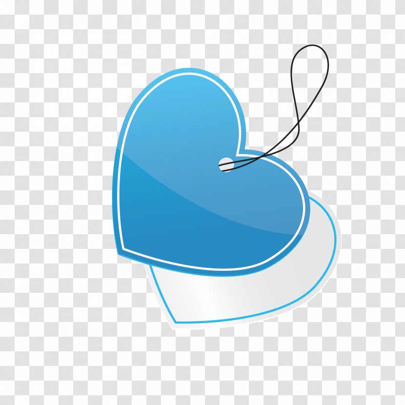 Vector Blue Heart-shaped Tag Template - Tree - Silhouette Transparent PNG