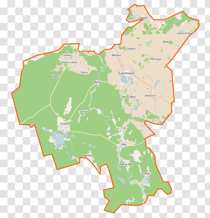 Lubichowo Wda, Pomeranian Voivodeship Zelgoszcz, Osowo Leśne Ocypel - Area - Map Transparent PNG