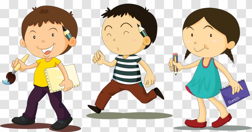 Shutterstock Royalty-free Illustration - Smile - Three Children With A Paintbrush For Drawing Transparent PNG