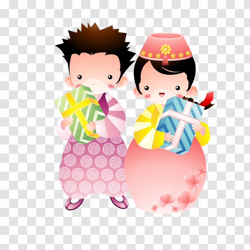 Gift Gratis Drawing - Woman - Couple Holding A Box Transparent PNG