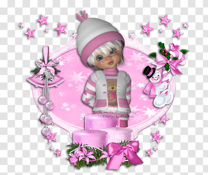 Floral Design Christmas Ornament Pink M Character - Fictional Transparent PNG