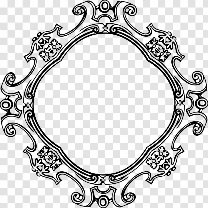 Picture Frames Drawing Clip Art - Body Jewelry - Black And White Transparent PNG