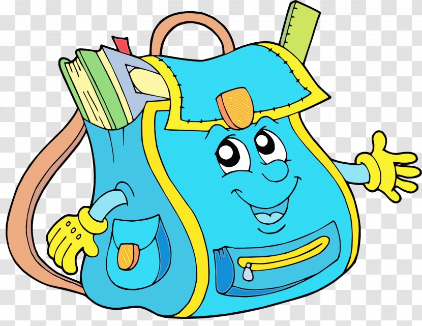 School Bag Cartoon - Happy Yellow Transparent PNG
