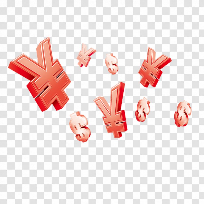 Currency Symbol Renminbi Download - Red - Floating RMB And US Dollar Transparent PNG