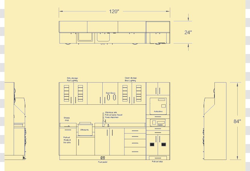 Floor Plan Architecture Technical Drawing Product Design - Rectangle - Dental Sterilization Transparent PNG