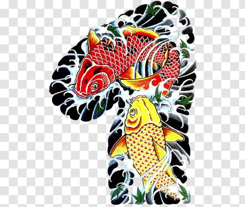 Koi Tattoo Flash Irezumi Body Piercing - Pisces Transparent PNG