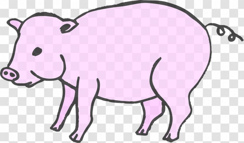 Line Art Snout Clip Animal Figure Cartoon - Terrestrial Pink Transparent PNG