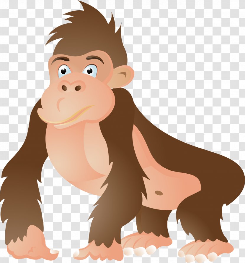 Gorilla Ape Chimpanzee Cartoon Clip Art - Tail - Vector Transparent PNG