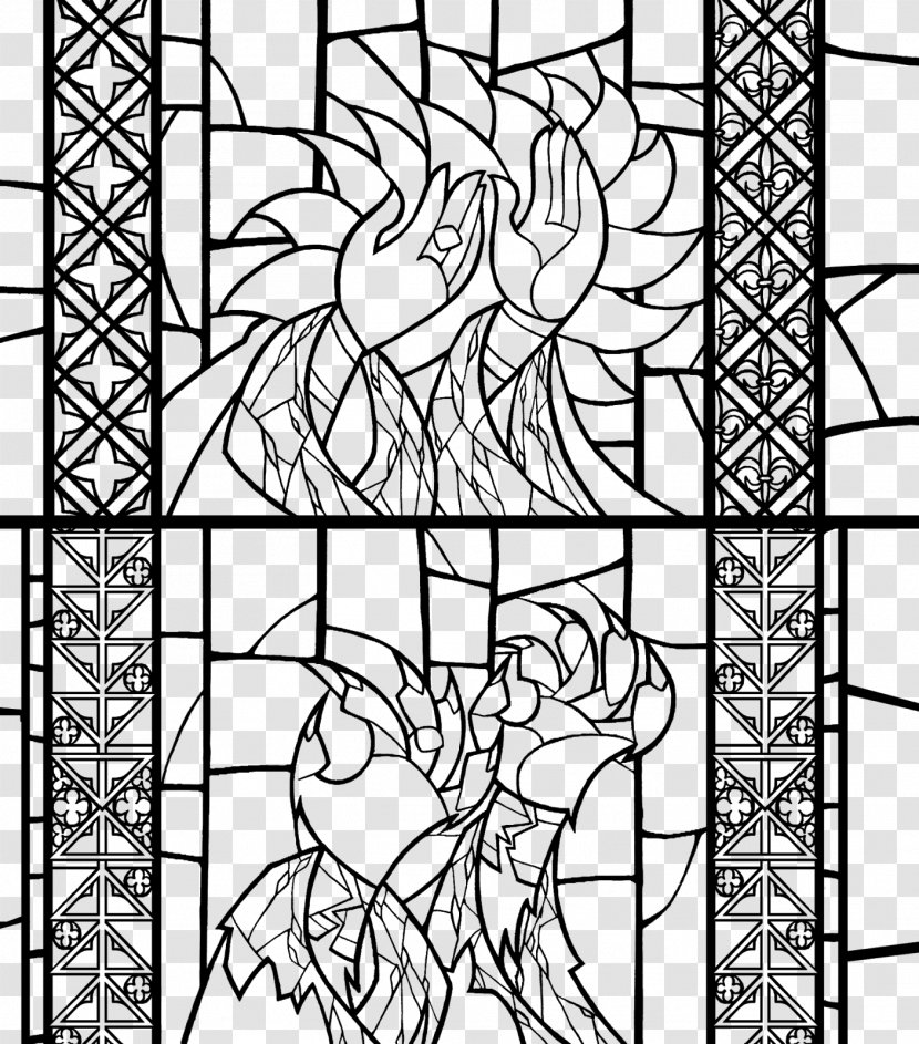 Coloring Book Stained Glass Drawing Line Art - Study Room Transparent PNG