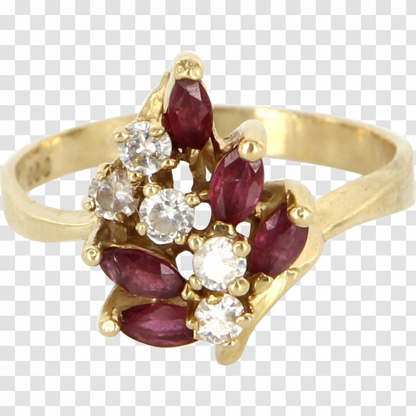 Ruby Ring Colored Gold Cocktail Carat - Magenta Transparent PNG