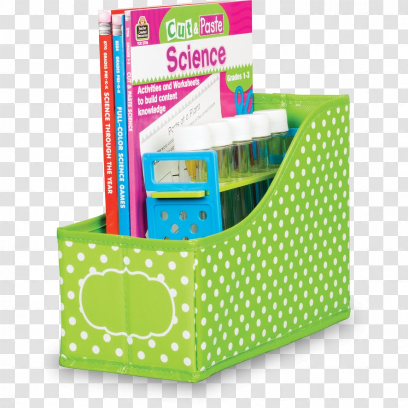 Book Bin Polka Dots Teacher Paper Classroom - Lime Green 2 Pocket Folders Transparent PNG
