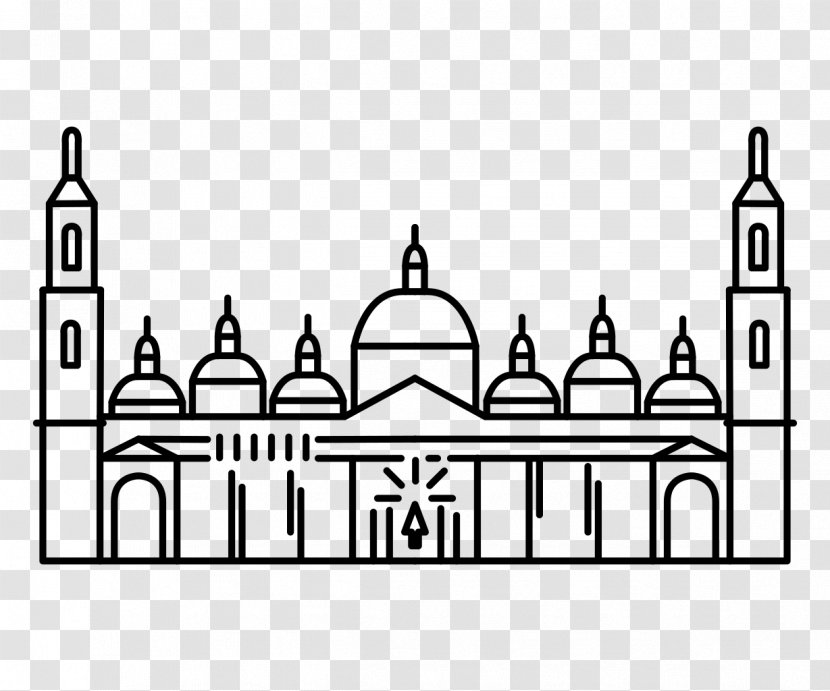 Cathedral-Basilica Of Our Lady The Pillar Coloring Book Mosque Mandala - Line Art - Pilar Transparent PNG