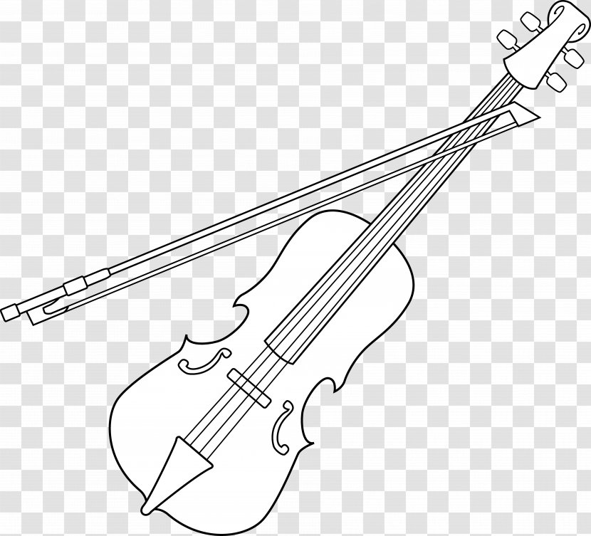 Violin Black And White Bow Line Art Clip - Silhouette Transparent PNG