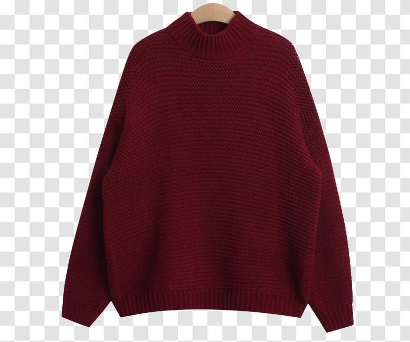Sweater Maroon Shoulder Wool - Neck Transparent PNG