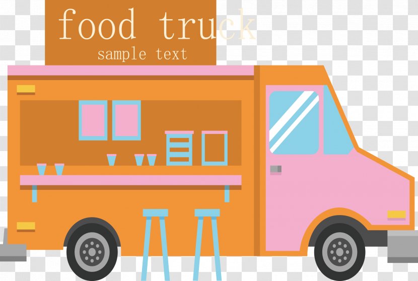 Fast Food Hamburger Pizza Truck - Cartoon Car Transparent PNG