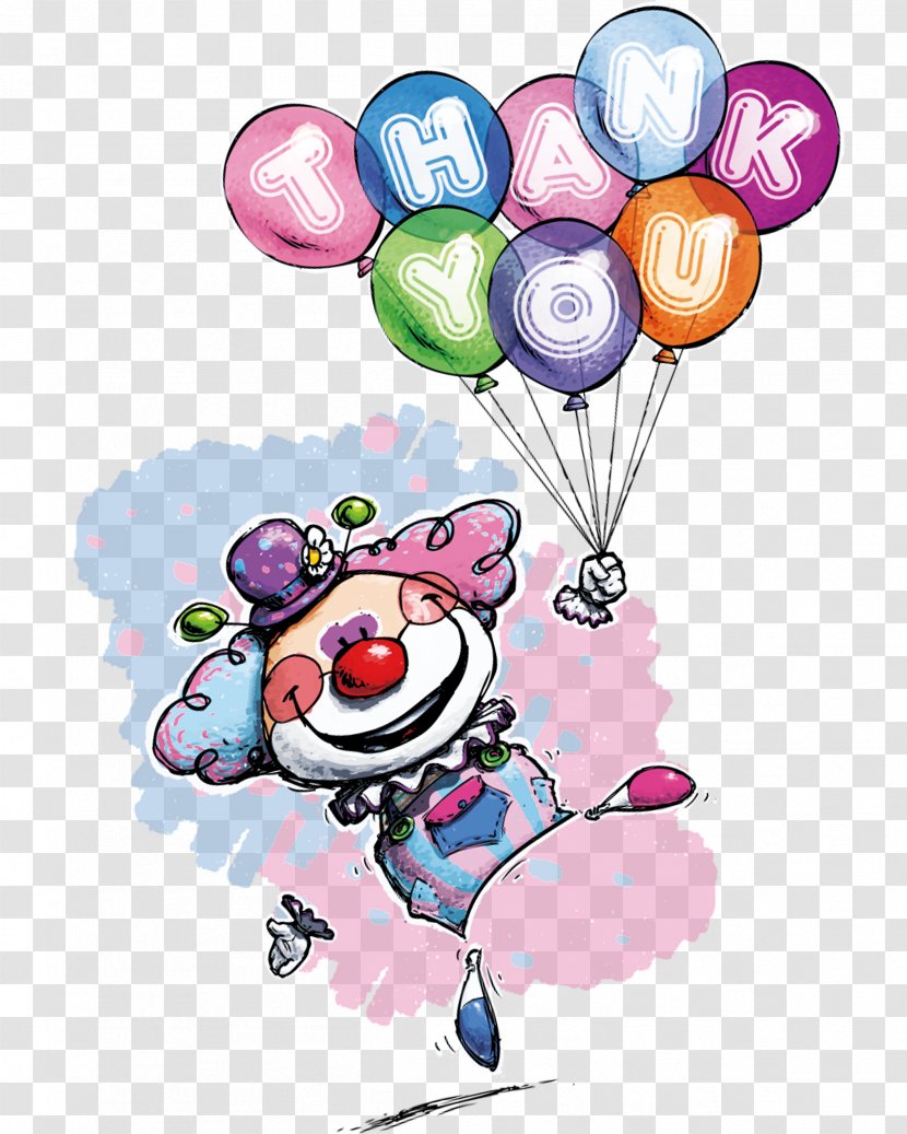 Poster Clown Illustration - Watercolor - Take The Balloon's Transparent PNG
