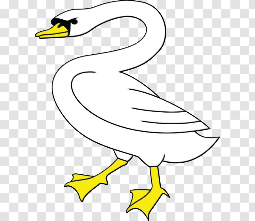 Bird White Beak Line Art Goose - Yellow - Duck Ducks Geese And Swans Transparent PNG