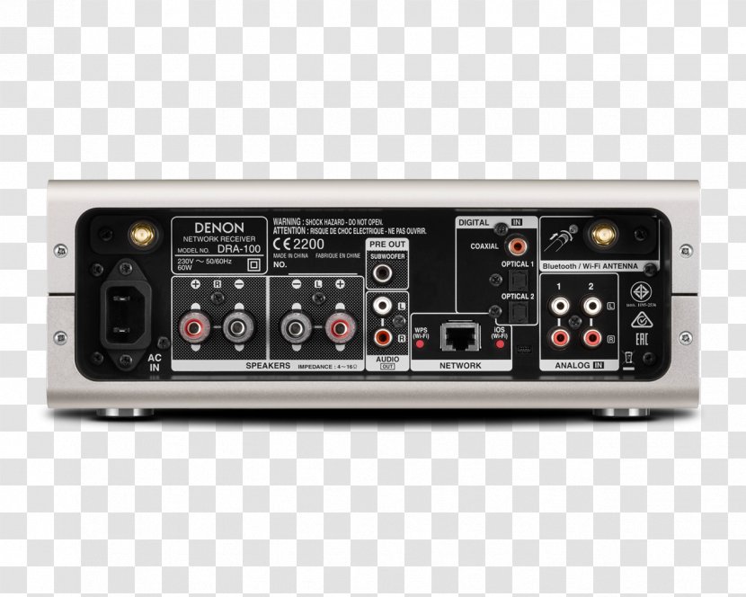AV Receiver Denon DRA-100 Audio Power Amplifier Radio - Multimedia - Gapless Playback Transparent PNG