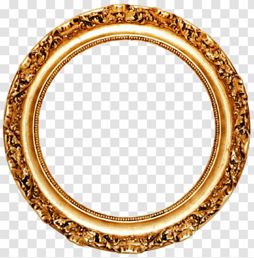 Picture Frame Mirror Circle Gold Leaf - Frames - Golden Round Transparent Transparent PNG