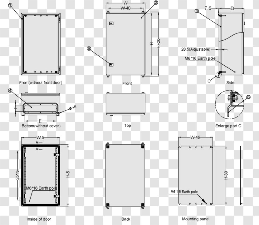 Technical Drawing Elit OÜ Grey Electrical Enclosure Mild Steel - Rectangle - Gray Metal Plate Transparent PNG
