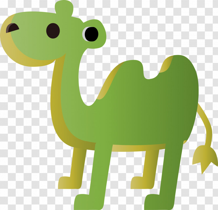 Green Camel Camelid Cartoon Animal Figure Transparent PNG
