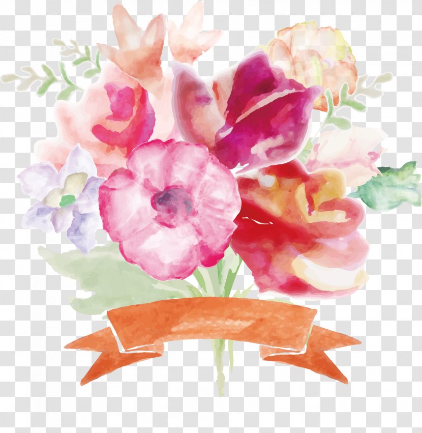 Watercolor Painting Flower Bouquet - Color - Ink Transparent PNG