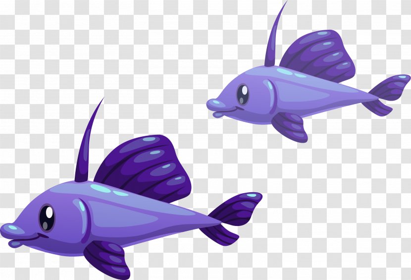 Cartoon Purple Illustration - Wing - Fish Transparent PNG