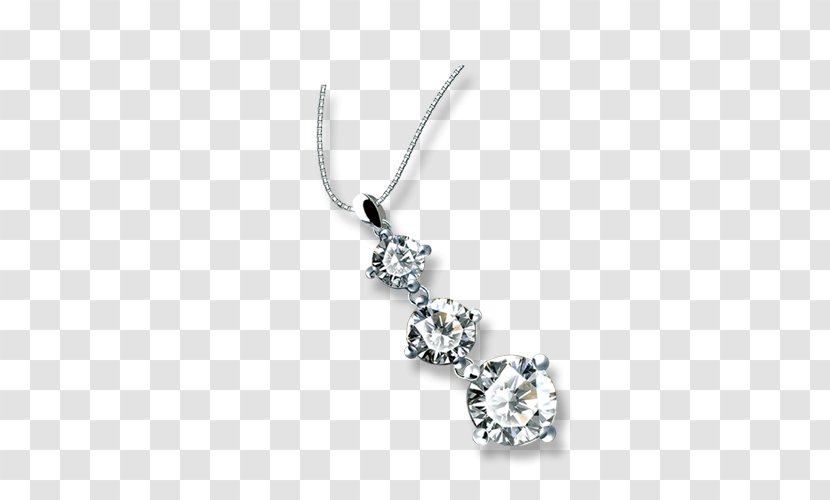 Necklace Diamond Pendant - Silver Transparent PNG