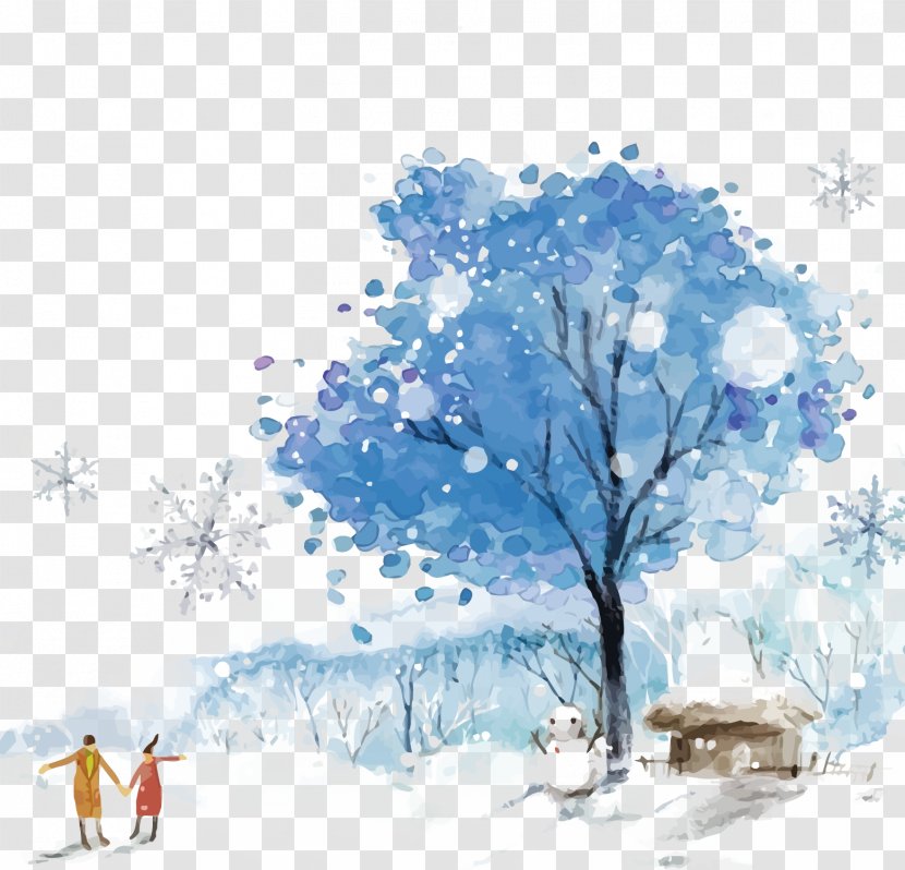 Vector Snow Day Illustration - Branch - Blue Transparent PNG