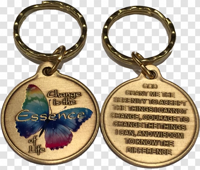 Bronze Butterfly Key Chains Serenity Prayer Medal - God - House Keychain Transparent PNG