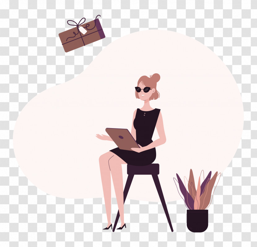 Human Cartoon Behavior Sitting Pink M Transparent PNG