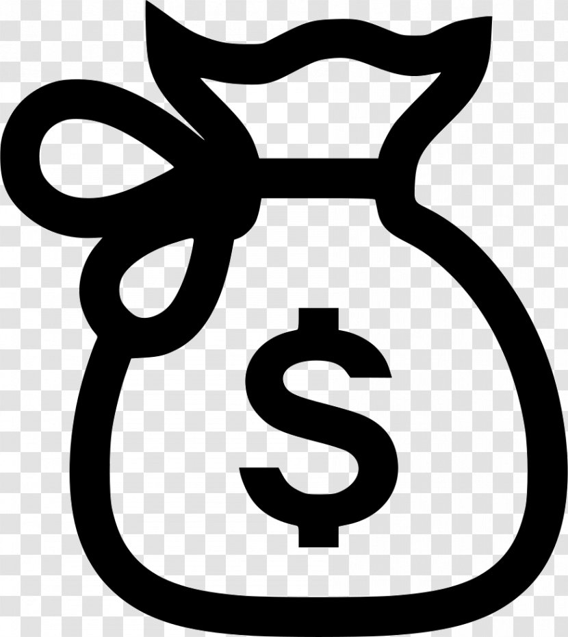 Money Bag Bank Clip Art - Black And White Transparent PNG